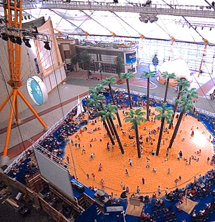 Indoor beach for O2